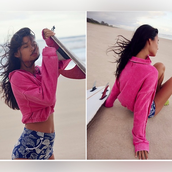 Free People Tops - Free People Movement valley girl pullover oversized Heather pink size Small